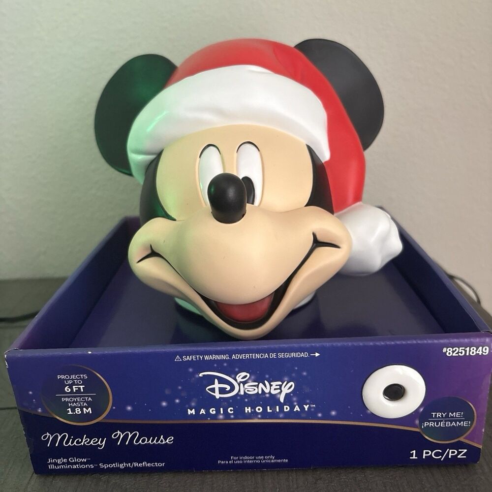 Disney Mickey Mouse Jingle Glow Christmas Spotlight Projector Holiday NEW